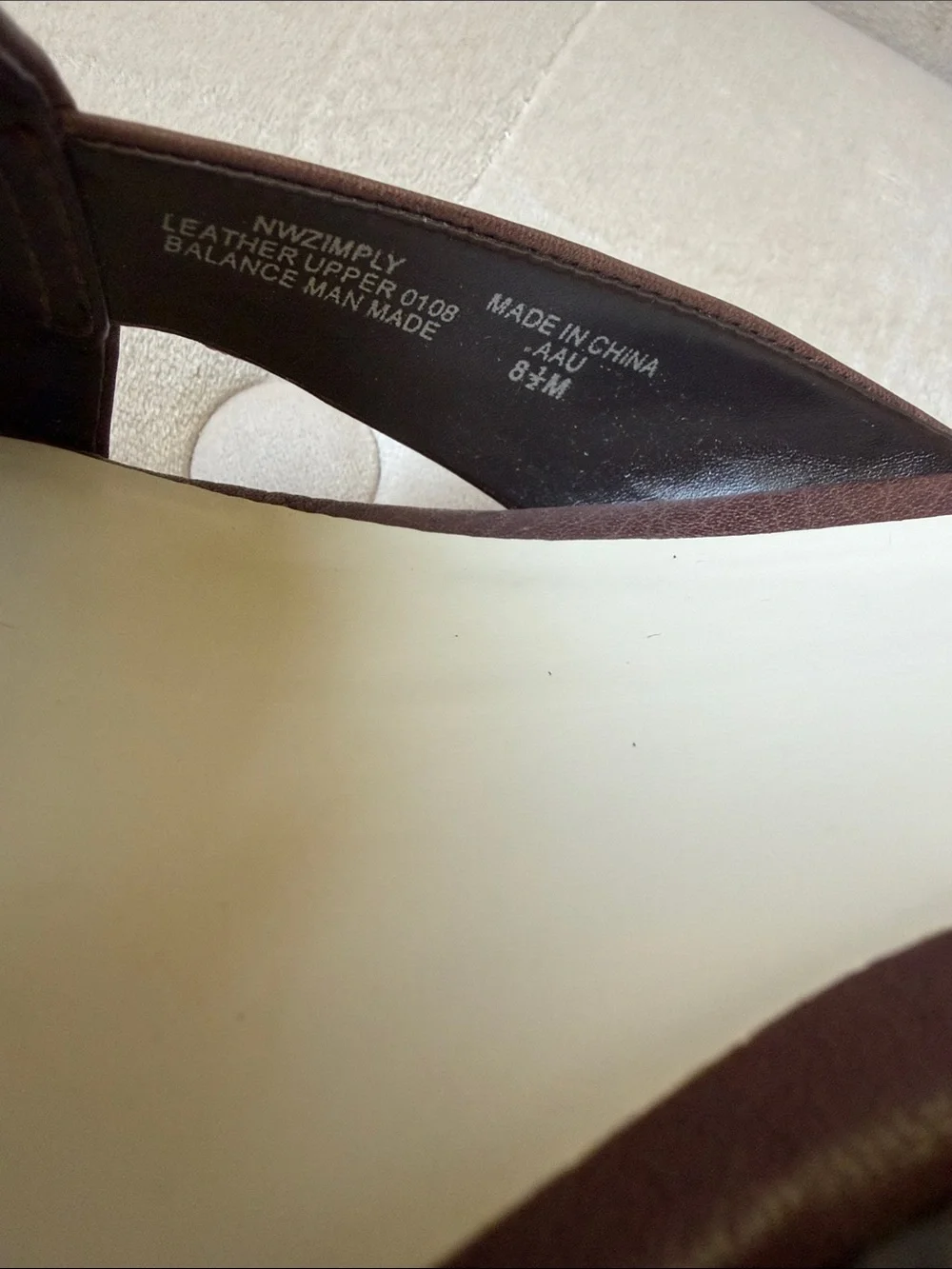 Nine West Brown Leather Cork-Textured Wedge Sandals